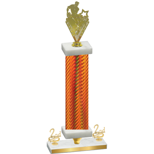 Premium Single Orange Carbon Fiber Second Place Rugby Trophy
