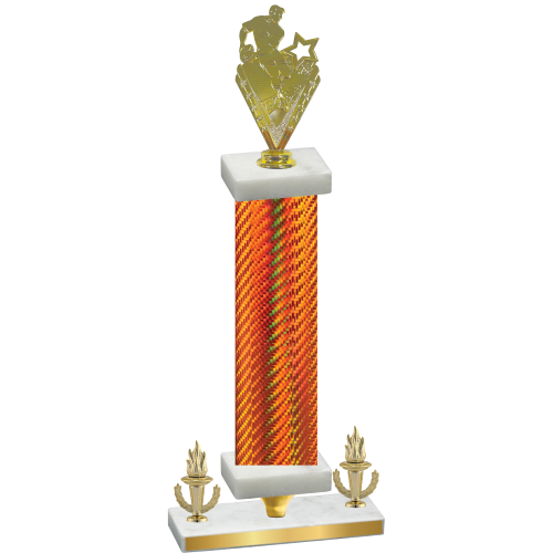 Premium Single Orange Carbon Fiber Victory Rugby Trophy
