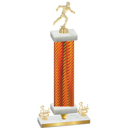 Premium Single Orange Carbon Fiber Third Place Running Trophy