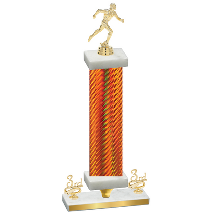 Premium Single Orange Carbon Fiber Third Place Running Trophy