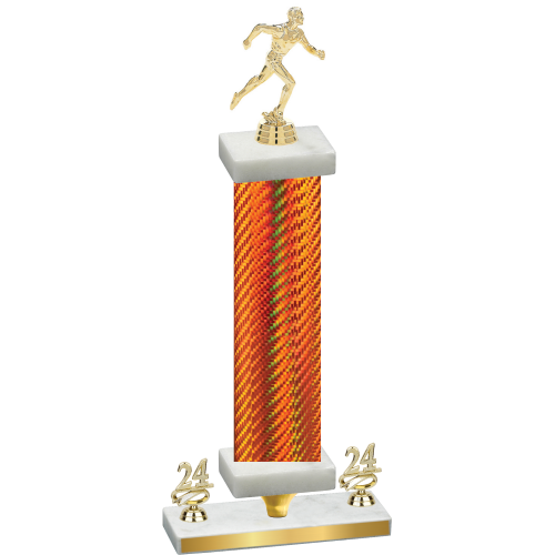 Premium Single Orange Carbon Fiber Year Running Trophy