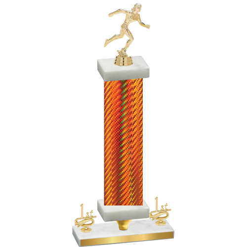 Premium Single Orange Carbon Fiber First Place Running Trophy