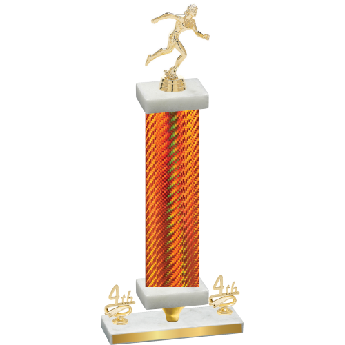 Premium Single Orange Carbon Fiber Fourth Place Running Trophy
