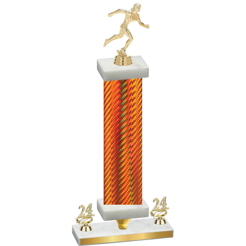 Premium Single Orange Carbon Fiber Year Running Trophy