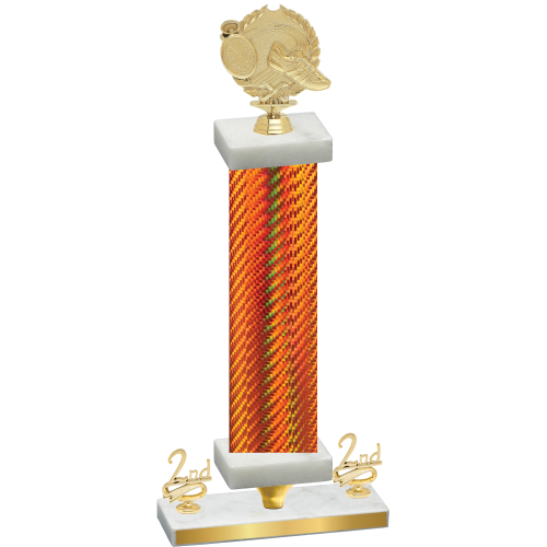 Premium Single Orange Carbon Fiber Second Place Running Trophy