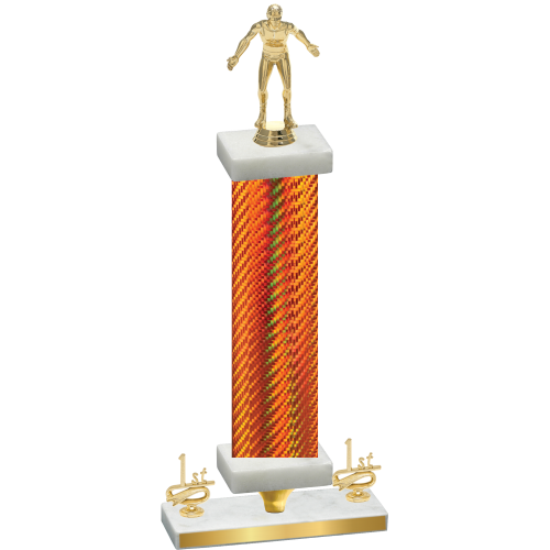 Premium Single Orange Carbon Fiber First Place Wrestling Trophy