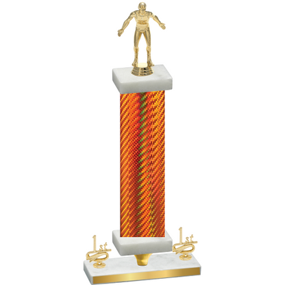 Premium Single Orange Carbon Fiber First Place Wrestling Trophy