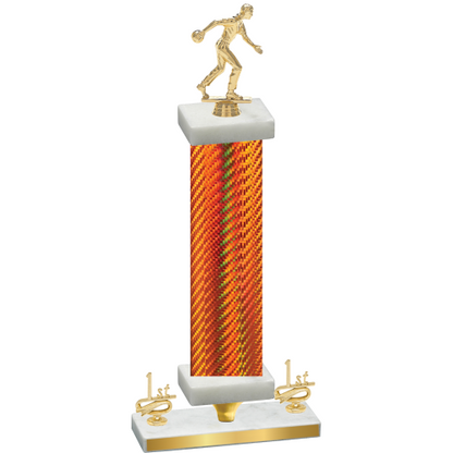 Premium Single Orange Carbon Fiber First Place Bowling Trophy