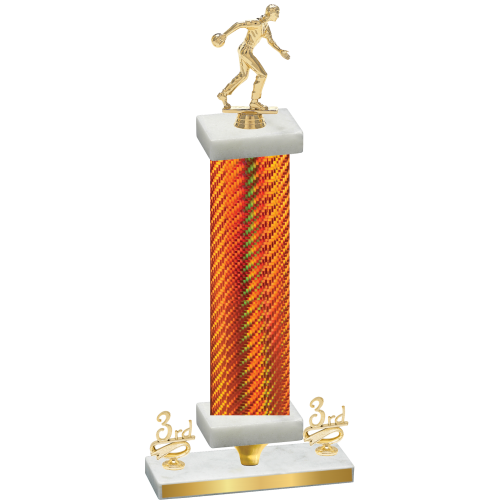 Premium Single Orange Carbon Fiber Third Place Bowling Trophy