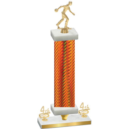 Premium Single Orange Carbon Fiber Fourth Place Bowling Trophy