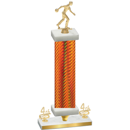 Premium Single Orange Carbon Fiber Fourth Place Bowling Trophy