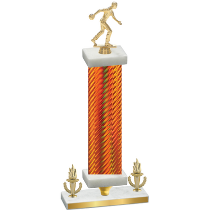 Premium Single Orange Carbon Fiber Victory Bowling Trophy