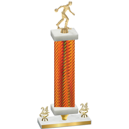 Premium Single Orange Carbon Fiber Year Bowling Trophy