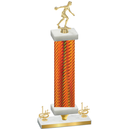 Premium Single Orange Carbon Fiber First Place Bowling Trophy