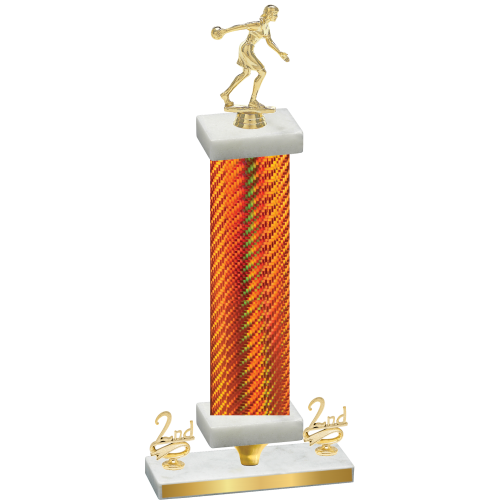 Premium Single Orange Carbon Fiber Second Place Bowling Trophy