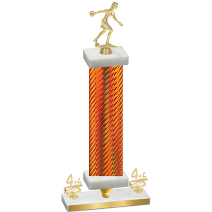 Premium Single Orange Carbon Fiber Fourth Place Bowling Trophy