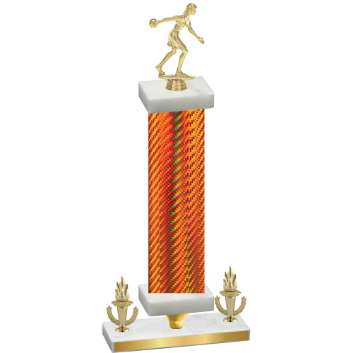Premium Single Orange Carbon Fiber Victory Bowling Trophy