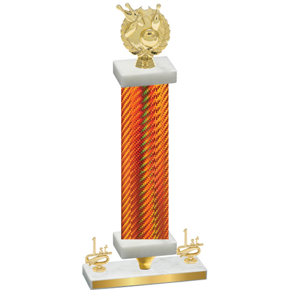 Premium Single Orange Carbon Fiber First Place Bowling Trophy