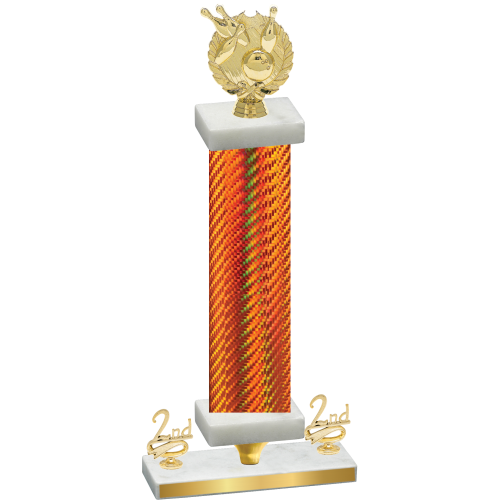 Premium Single Orange Carbon Fiber Second Place Bowling Trophy