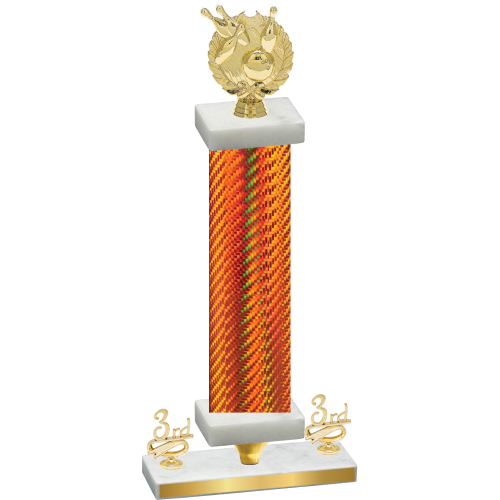 Premium Single Orange Carbon Fiber Third Place Bowling Trophy