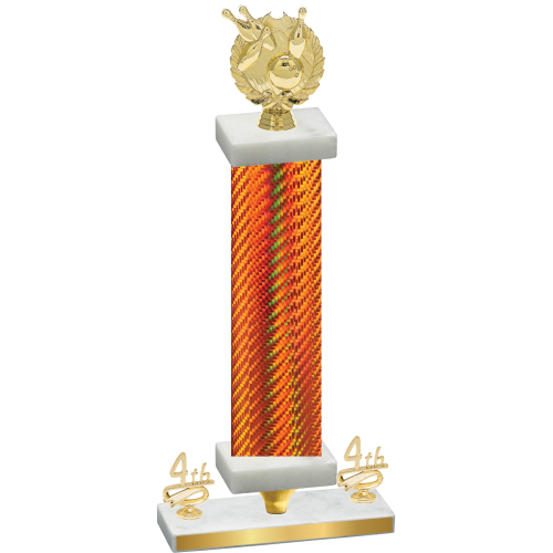 Premium Single Orange Carbon Fiber Fourth Place Bowling Trophy