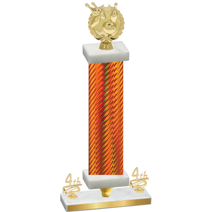Premium Single Orange Carbon Fiber Fourth Place Bowling Trophy