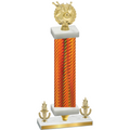 Premium Single Orange Carbon Fiber Victory Bowling Trophy
