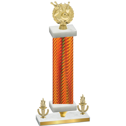Premium Single Orange Carbon Fiber Victory Bowling Trophy
