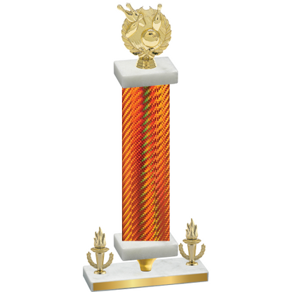 Premium Single Orange Carbon Fiber Victory Bowling Trophy