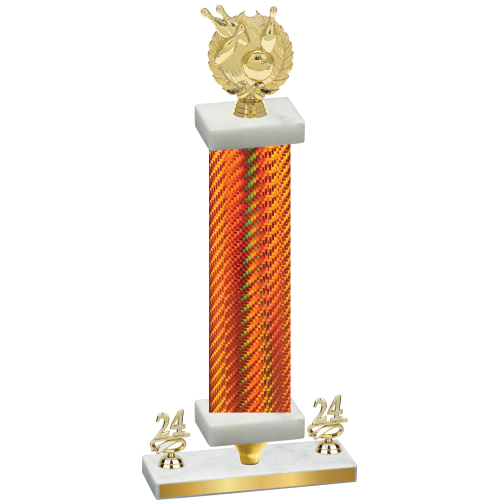 Premium Single Orange Carbon Fiber Year Bowling Trophy