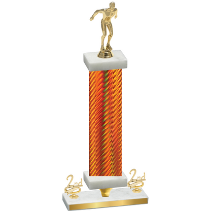 Premium Single Orange Carbon Fiber Second Place Swimming Trophy