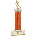 Premium Single Orange Carbon Fiber Third Place Football Trophy