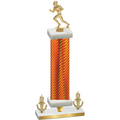 Premium Single Orange Carbon Fiber Victory Football Trophy