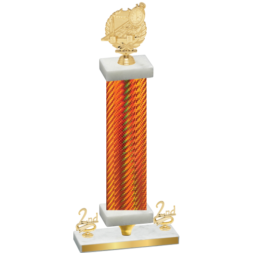 Premium Single Orange Carbon Fiber Second Place Swimming Trophy