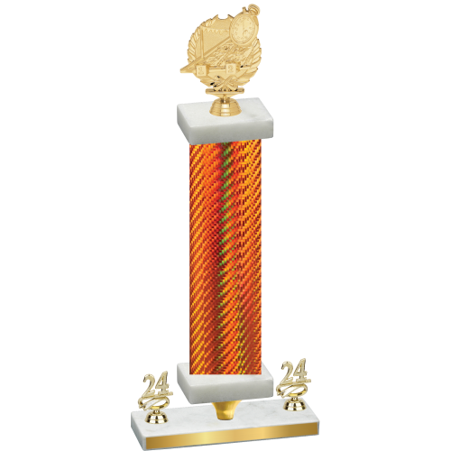 Premium Single Orange Carbon Fiber Year Swimming Trophy