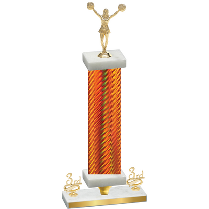 Premium Single Orange Carbon Fiber Third Place Cheerleading Trophy