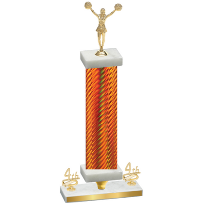 Premium Single Orange Carbon Fiber Fourth Place Cheerleading Trophy