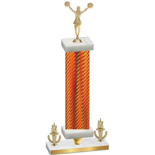 Premium Single Orange Carbon Fiber Victory Cheerleading Trophy
