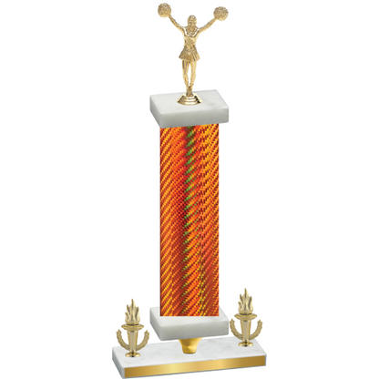 Premium Single Orange Carbon Fiber Victory Cheerleading Trophy