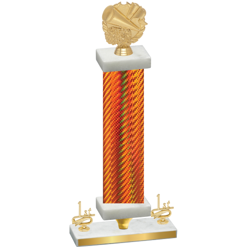 Premium Single Orange Carbon Fiber First Place Cheerleading Trophy