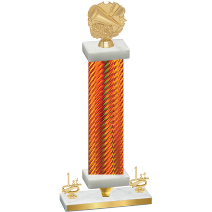 Premium Single Orange Carbon Fiber First Place Cheerleading Trophy