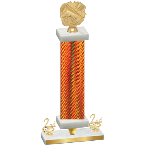 Premium Single Orange Carbon Fiber Second Place Cheerleading Trophy