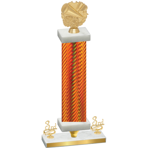 Premium Single Orange Carbon Fiber Third Place Cheerleading Trophy