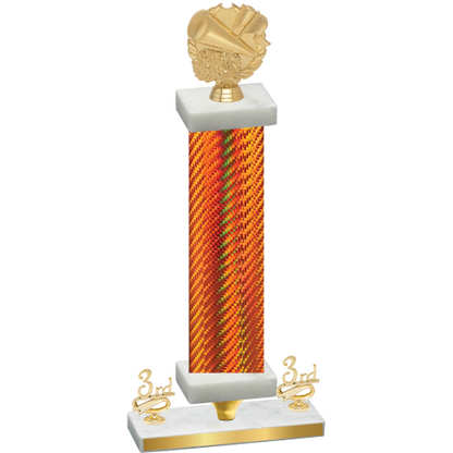 Premium Single Orange Carbon Fiber Third Place Cheerleading Trophy
