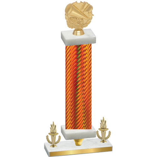 Premium Single Orange Carbon Fiber Victory Cheerleading Trophy