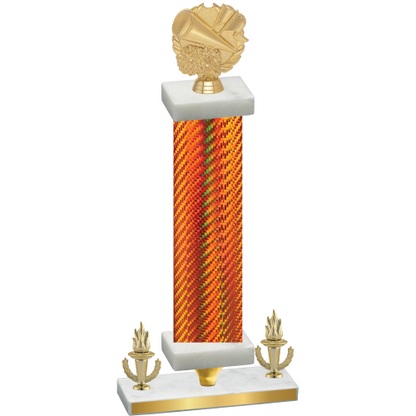 Premium Single Orange Carbon Fiber Victory Cheerleading Trophy