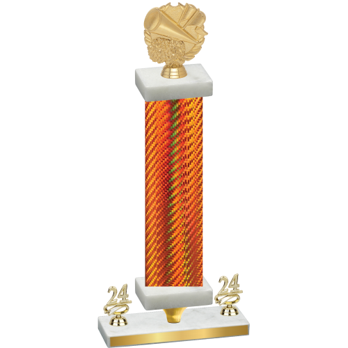 Premium Single Orange Carbon Fiber Year Cheerleading Trophy