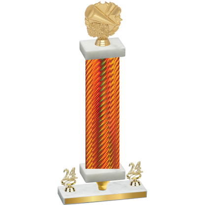 Premium Single Orange Carbon Fiber Year Cheerleading Trophy