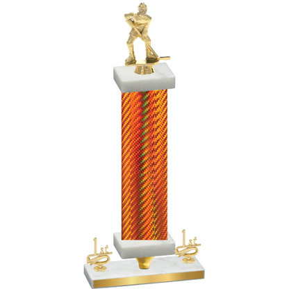 Premium Single Orange Carbon Fiber First Place Hockey Trophy