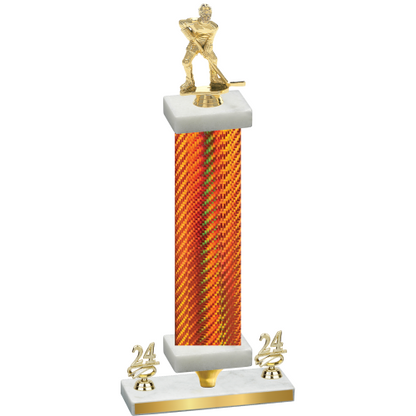Premium Single Orange Carbon Fiber Year Hockey Trophy